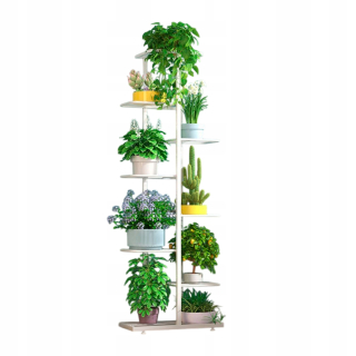 Biely kovový kvetinový stojan Essosway s 8 úrovňami, 142 cm